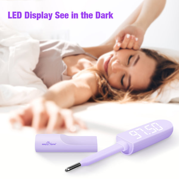 Easy@Home Basal Body Thermometer: Accurate BBT Thermometer for Ovulation - Bluetooth & USB Rechargeable & LED Display - 1/100th Degree High Precision and Memory Recall with Premom App - EBT089 Purple