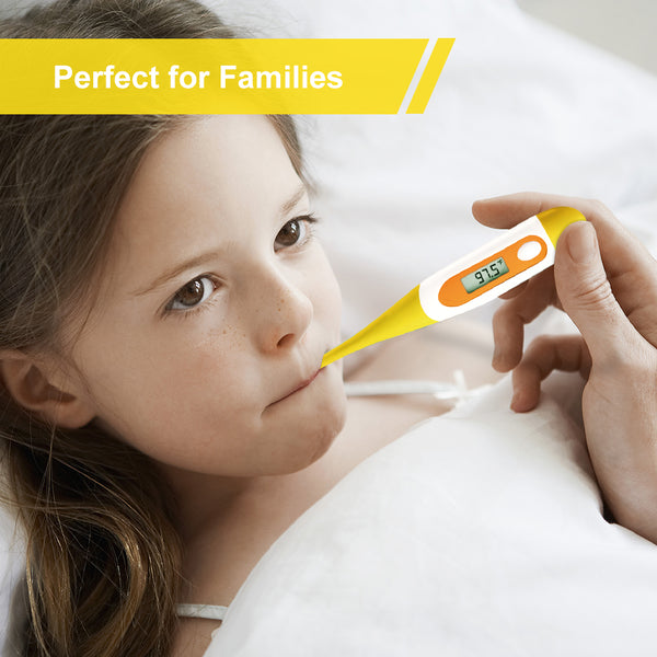 Digital Oral Thermometer for Adult and Kid, Easy@Home Body Temperature Thermometer with Fever Alarm,25 Seconds Fast Reading, EMT-021B-Yellow