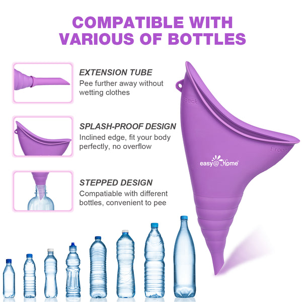 Portable Female Urination Device for Women: Easy@Home Silicone Female Urinal Device Pee Standing Up Funnel Reusable for Travel | Camping | Car | Outdoor | Hiking EUD408