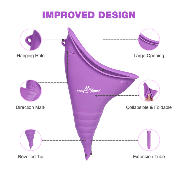 Portable Female Urination Device for Women: Easy@Home Silicone Female Urinal Device Pee Standing Up Funnel Reusable for Travel | Camping | Car | Outdoor | Hiking EUD408