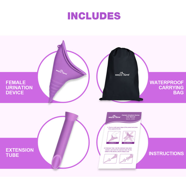 Portable Female Urination Device for Women: Easy@Home Silicone Female Urinal Device Pee Standing Up Funnel Reusable for Travel | Camping | Car | Outdoor | Hiking EUD408