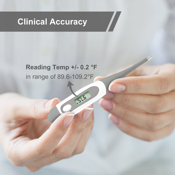 Easy@Home Digital Oral Thermometer for Kid, Baby, and Adult, Rectal and Underarm Body Temperature Measurement for Fever with Alarm EMT-021-Gray