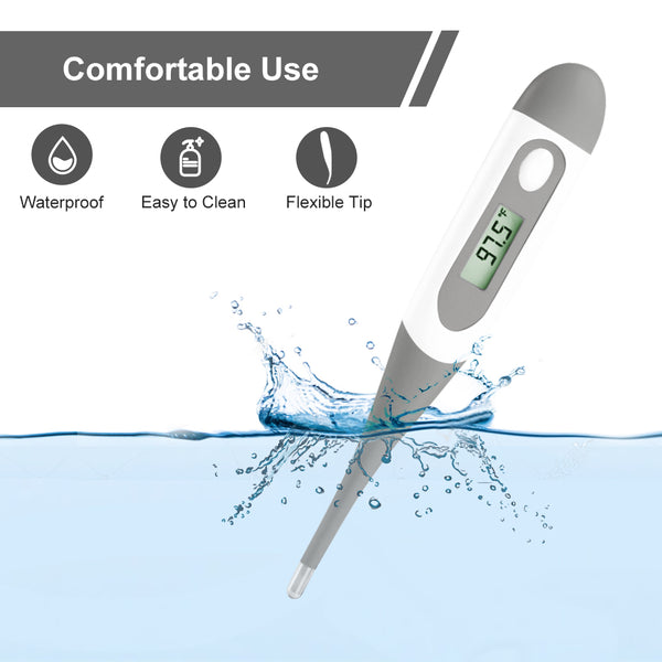 Easy@Home Digital Oral Thermometer for Kid, Baby, and Adult, Rectal and Underarm Body Temperature Measurement for Fever with Alarm EMT-021-Gray