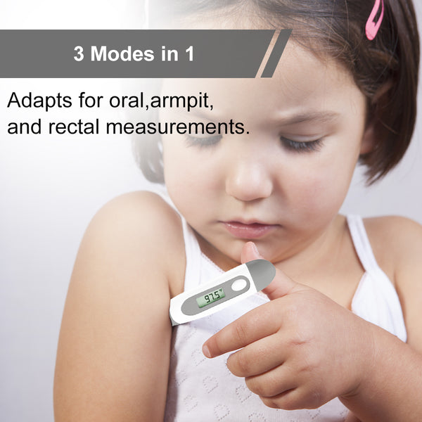 Easy@Home Digital Oral Thermometer for Kid, Baby, and Adult, Rectal and Underarm Body Temperature Measurement for Fever with Alarm EMT-021-Gray