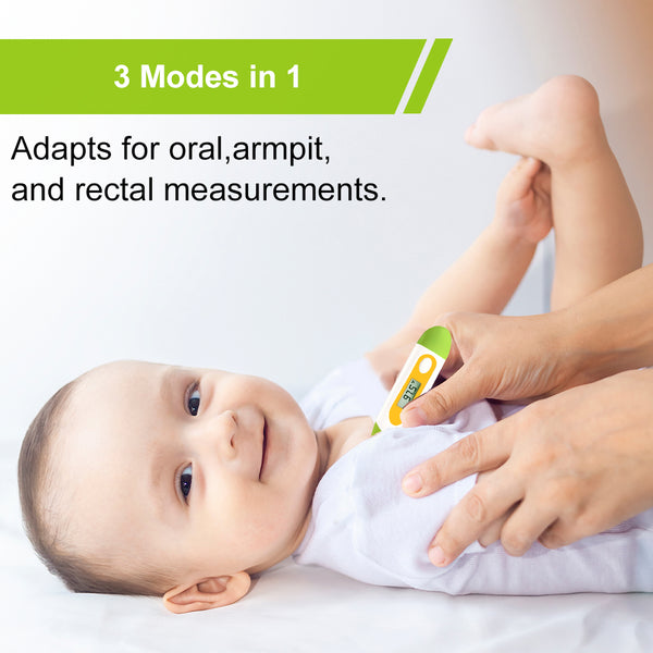 Easy@Home Digital Oral Thermometer for Kid, Baby, and Adult, Oral, Rectal and Underarm Temperature Measurement for Fever with Alarm EMT-021-Green