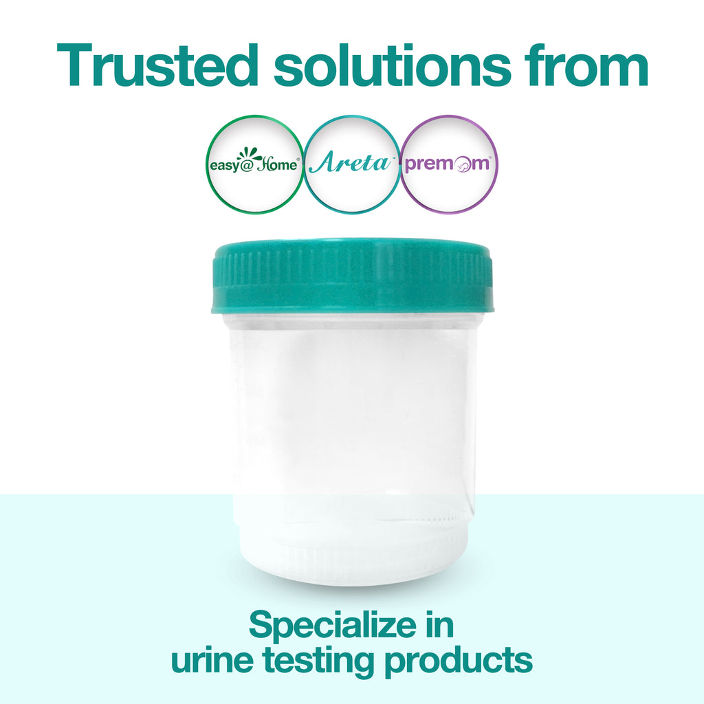 Easy@Home Quality Sterile Urine Specimen Collection Cups with Lids- Large 90mL (3oz)