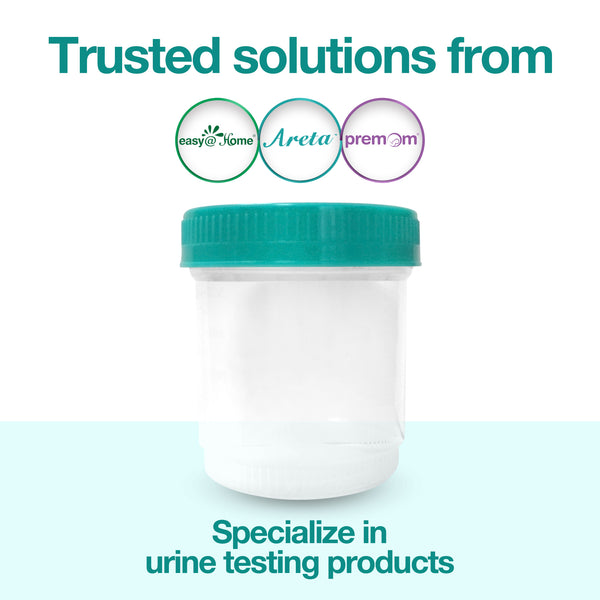 Easy@Home Quality Sterile Urine Specimen Collection Cups with Lids- Large 90mL (3oz)