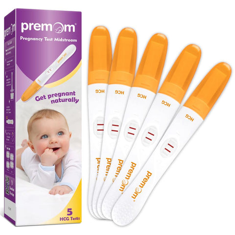 Premom Pregnancy Test Midstream: Early HCG Detection Sticks - 5 Pack Pregnant Test Kit
