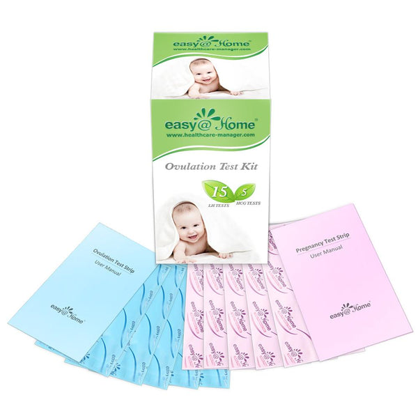 Easy@Home 15 Ovulation Test Strips and 5 Pregnancy Test Strips Combo Kit, (15 LH + 5 HCG)