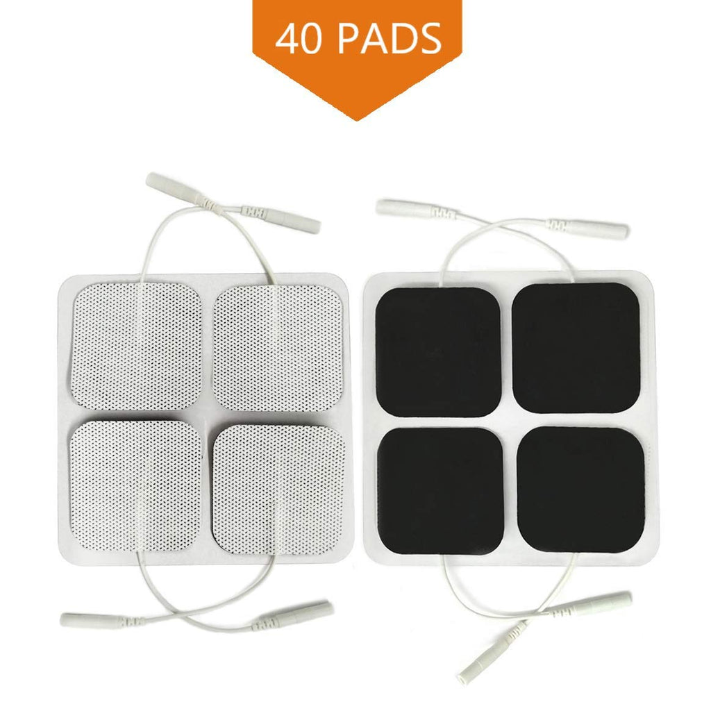 Easy@Home Tens Unit Self Stick Carbon Electrode Pads, Non Irritating Design 40 Pack 2" x 2" Reusable Pads