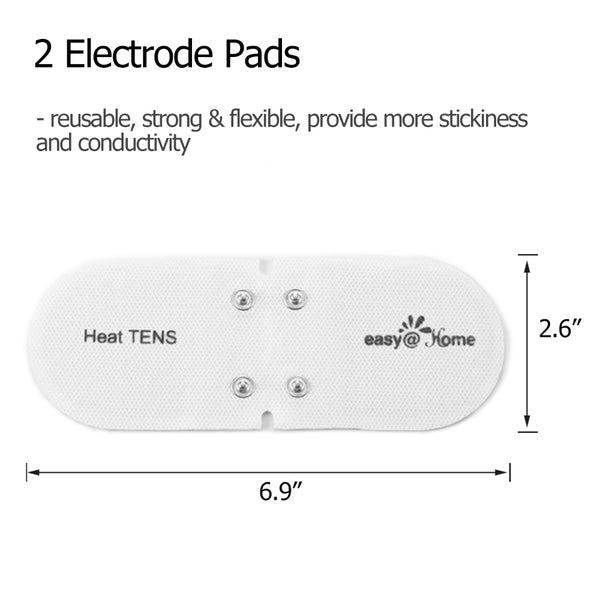 Easy@home Tens Unit Self Stick Carbon Electrode Pads, 2 Pack 6.9" x 2.6" Reusable Pads- Non Irritating Design ETP018
