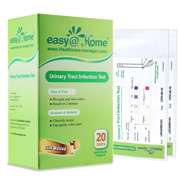 Easy@Home (UTI-20P) Urinary Tract Infection Test Strips (UTI Test Strips), 20 Tests/Box 20 Pouches #UTI-IND-1:20