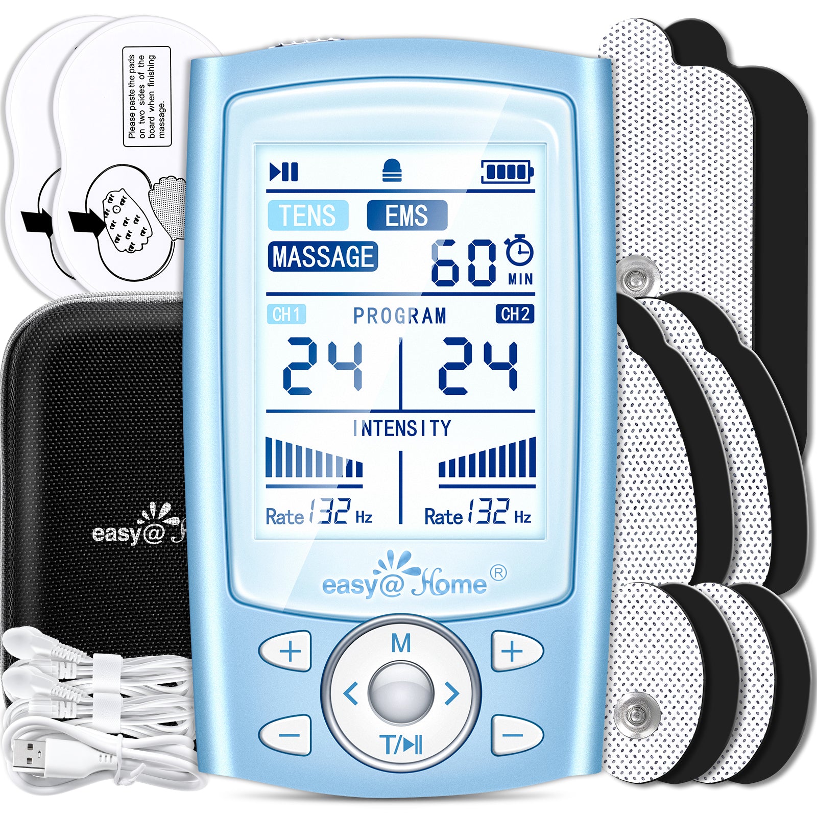 TENS Unit Muscle Stimulator Machine: Easy@Home Electric EMS