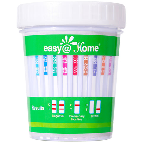 Easy@Home Drug Test Cup: Urine Drug Test Kits, Testing for AMP, BUP, BAR, BZO, COC, MET, MDMA, MOP 300, MTD, OXY, PCP, THC 50, Including Highly Sensitive THC Tests for Home Use, ECDOA3-6125B 1Pack