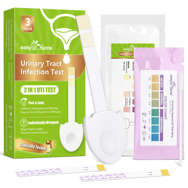 Easy@Home Vaginal pH + UTI Test Strips: Yeast Infection | BV Testing Kit for Women, Urinary Tract Infection and Vaginal pH Balance Test Strip Kits, 4 Urine Tests | 4 Vaginal pH Feminine Health Test