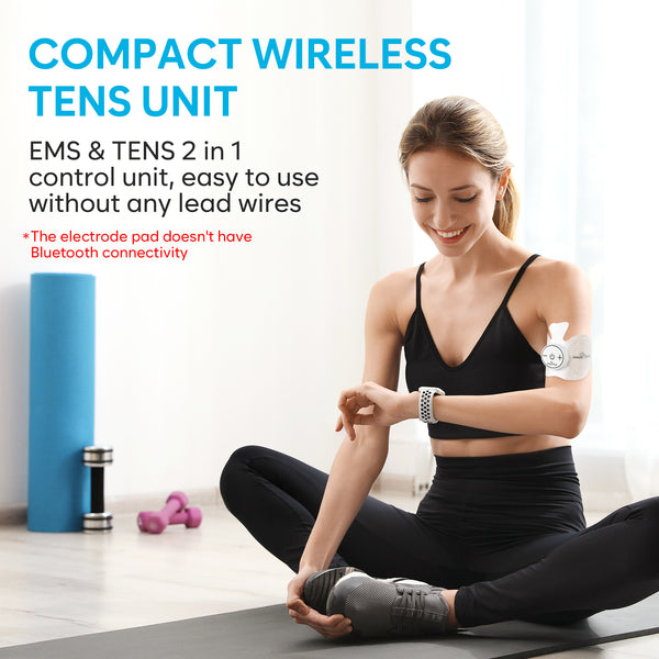 Easy@Home Rechargeable Compact Wireless TENS Unit - 510K Cleared, FSA Eligible Electric EMS Muscle Stimulator Pain Relief Therapy, Portable Pain Management Device EHE015