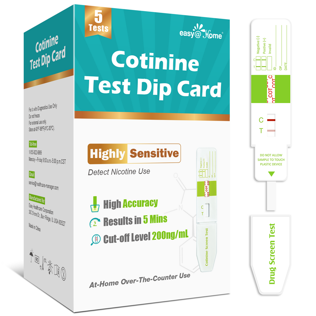Easy@Home Nicotine Test Strips: Cotinine Urine Dip Testing Kit Card 10 Easy@Home Nicotine Test Strips: Cotinine Urine Dip Testing Kit Card 10