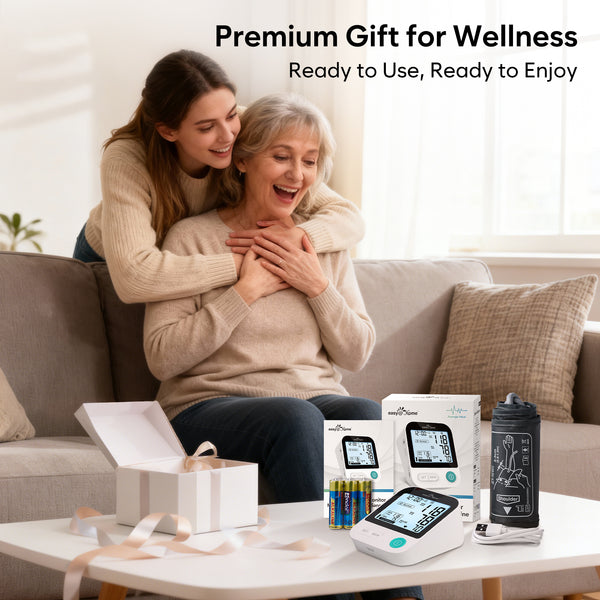 Blood Pressure Monitor for Home Use: Easy@Home Bluetooth BP Machine with Free MyHeartPal App, Digital Blood Pressure Machine with Large Backlit LCD Display, Fits 8.7–16.5 in Arms, EBP-20T