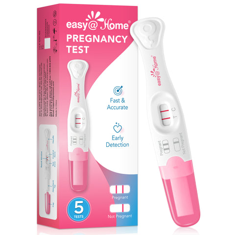 Easy@Home Pregnancy Test Sticks: Early Detection - Easy to Use at Home Rapid Result - Pregnancy Tests with Curved Handle | 5 Pack - EZW1-MA-5