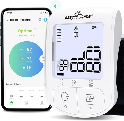 Automatic Wrist Blood Pressure Monitor: Easy@Home Bluetooth Smart Large Cuff BP Machine | Digital Sphygmomanometer| Heart Positioning Indicator | iOS & Android APP |  EBP-085