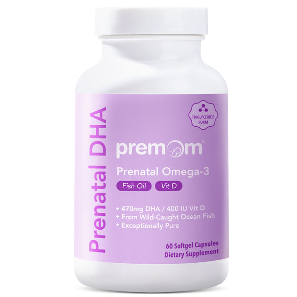 Premom Prenatal DHA Fish Oil: Vitamin D Formula Omega 3 Supplement - EPA + DHA Fertility Supplements for Women - Globally Sourced from Wild Caught Fish - PNS-200-60(DHA BOTTLE):1