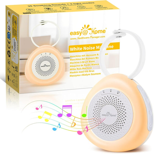 Easy@Home Portable White Noise Machine with 30 Relaxing Sounds, Automatic Timer, Child Lock, and Night Light | Ideal for Babies and Adults, White Noise Generator and Sounds for Sleep and Relaxation