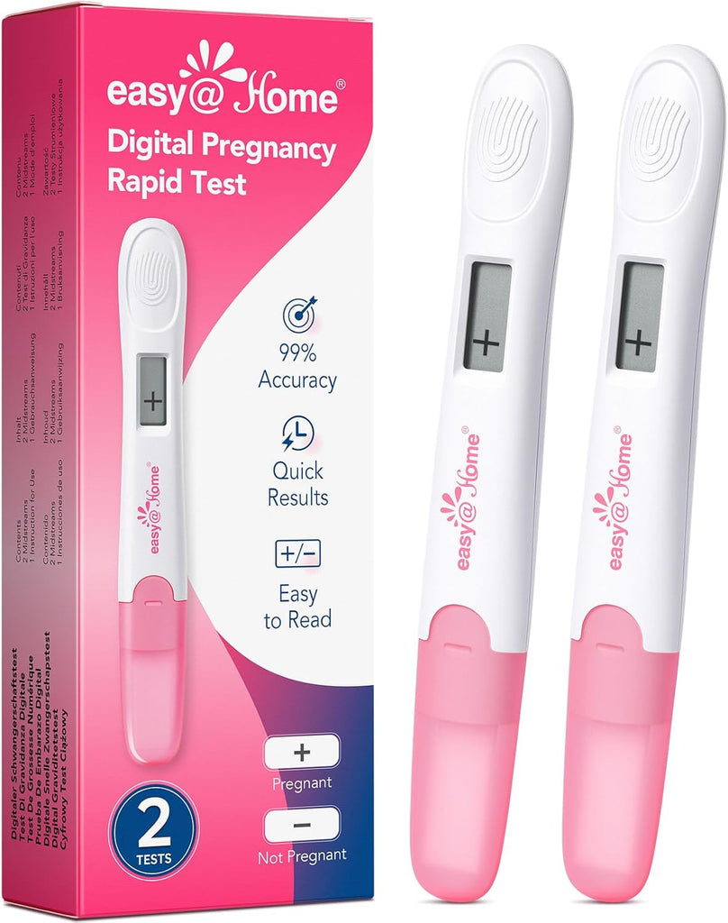 Easy@Home Digital Pregnancy Test 2 Pack – Midstream hCG Tests for Early Detection with Digital Display – Easy At-Home Use