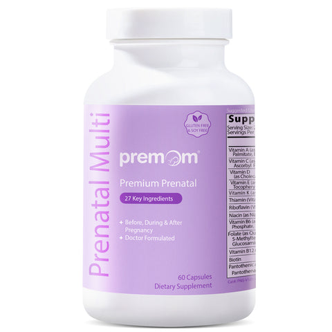 Premom Multivitamin for Women - Prenatal Formula Vitamin Supplements: Methyl Folate + Iron + Biotin + Zinc + 27 Nutrients, Choline + B Complex Conception Fertility Prenatal Vitamins