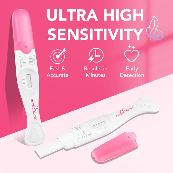 Easy@Home Pregnancy Test Sticks: Early Detection with Ultra High Sensitivity - Easy to Use at Home Rapid Result - Pregnancy Tests with Curved Handle | 3 Pack - EZW1-MA-3