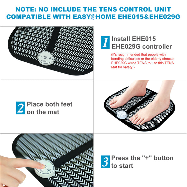 Easy@Home TENS Foot Massager Mat - Accessory of TENS Model# EHE015 and EHE029G (Controller Sold Separately, Mat Can’t Be Used Without TENS Unit Controller), Portable Foot Massager Pad EFM-05R