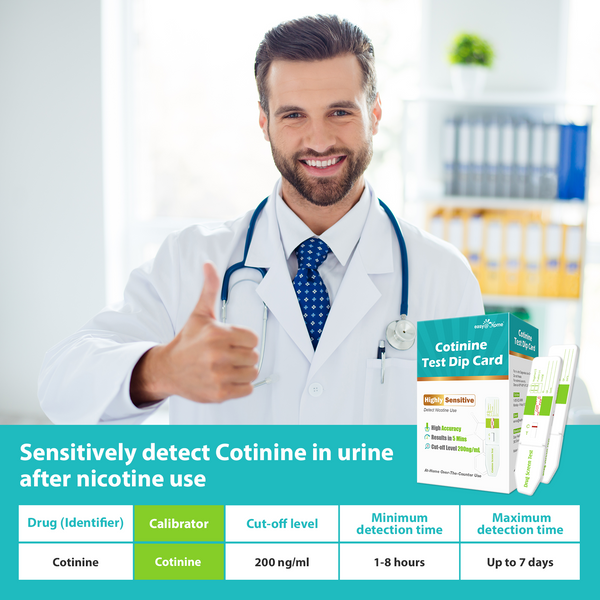 Easy@Home Nicotine Test Strips: Cotinine Urine Dip Testing Kit Card 5 Pack Highly Sensitive Detection Results in 5 Min - 200ng/mL Cutoff Level #ECOT-115