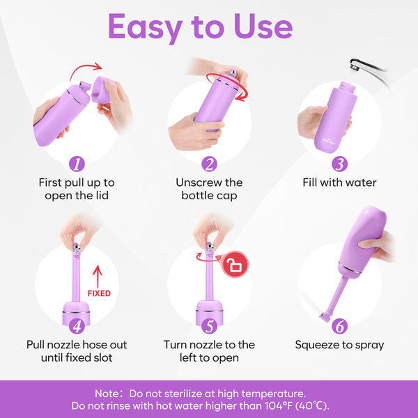 Easy@Home Portable Travel Bidet: Peri Bottle for Postpartum Essentials - Handheld Sprayer Kit for Perineal Care & Personal Hygiene | 380ml (12.8oz) | Women & Men | EPB-01 Pink