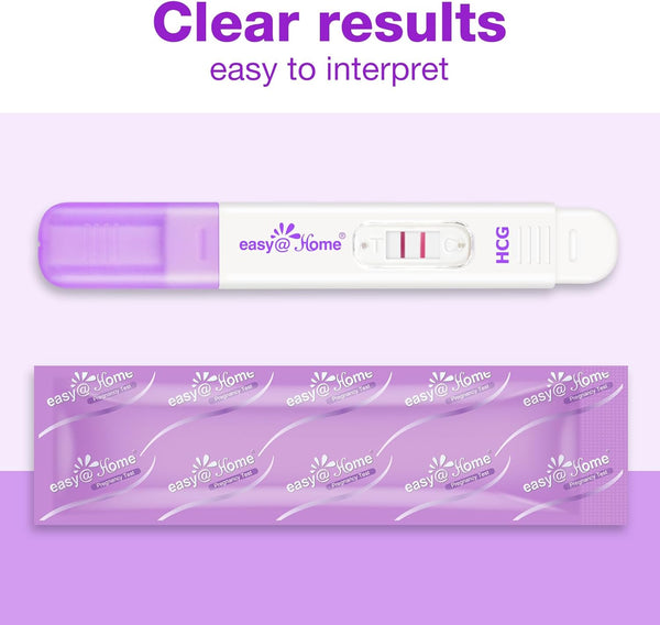 Pregnancy Test Kit for Early Detection—5 x Easy@Home 10 MIU/mL hCG Pregnancy Tests, Midstream Home Fertility Test Kit