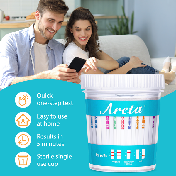 Areta MUTIDURG TEST CUP - 12 Panel Urinary At Home Testing kit, Instant Results in 5 Min Testing for 12 Different Drug Substances Qucik Screen Home Test 1PACK #ACDOA2-2124