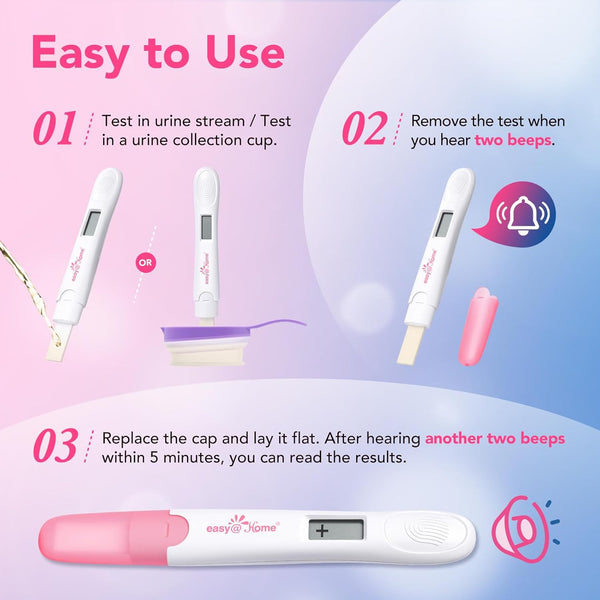 Easy@Home Pregnancy Test 3 Pack: hCG Test with 10 MIU/mL Sensitivity | Clear and Quick Results
