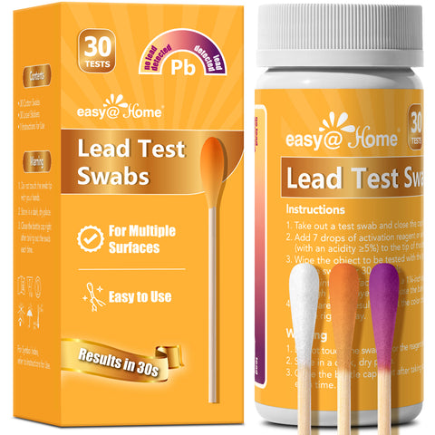 Easy@Home Lead Test Kit – 30 Rapid Testing Swabs with 30‑Second Colour‑Change Results. at Home Lead Test Kits Use for Paint, Toys, Dishes, Metals, Ceramic, Wood #EZLT-S:30