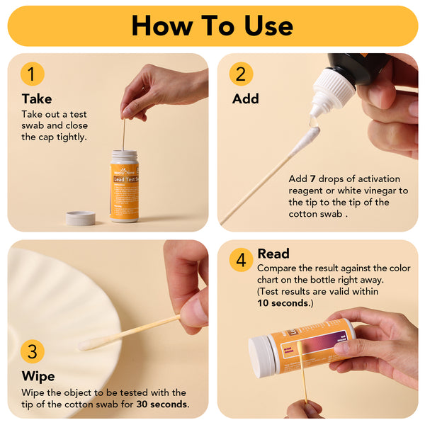 Easy@Home Lead Test Kit – 30 Rapid Testing Swabs with 30‑Second Colour‑Change Results. at Home Lead Test Kits Use for Paint, Toys, Dishes, Metals, Ceramic, Wood #EZLT-S:30