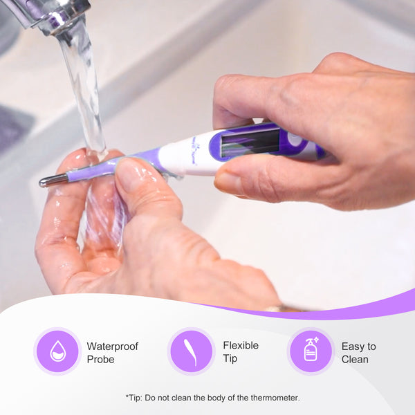 Easy@Home Digital Basal Thermometer with Large Backlight LCD Display, 1/100th Degree High Precision and Memory Recall, for Ovulation Tracking and Natural Family Planning,EBT-100B-P (Purple)