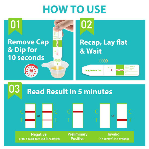 Easy@Home Nicotine Test Strips: Cotinine Urine Dip Testing Kit Card 5 Pack Highly Sensitive Detection Results in 5 Min - 200ng/mL Cutoff Level #ECOT-115