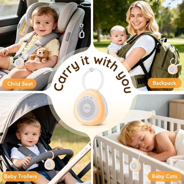 Easy@Home Portable White Noise Machine with 30 Relaxing Sounds, Automatic Timer, Child Lock, and Night Light | Ideal for Babies and Adults, White Noise Generator and Sounds for Sleep and Relaxation
