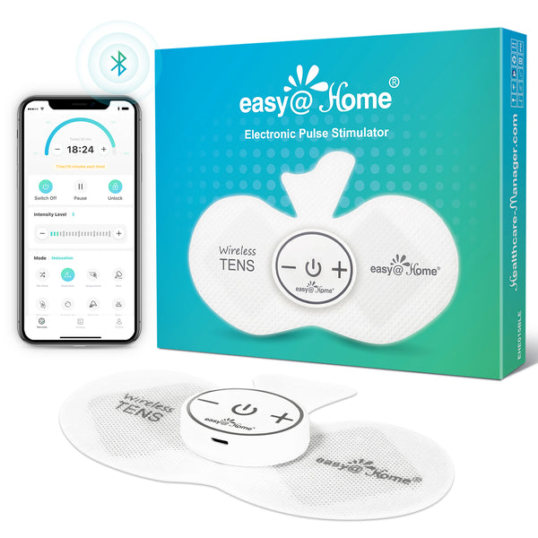 Wireless TENS Unit Muscle Stimulator: Easy@Home Back Pain Relief Leg Tens Machine Massager | Powered by MyPainOff App iOS & Android App | Electronic Pain Therapy Management EHE015BLE