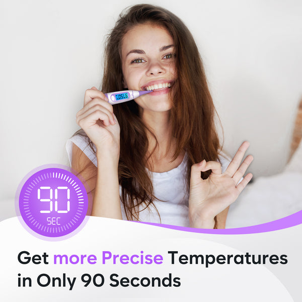 Easy@Home Digital Basal Thermometer with Large Backlight LCD Display, 1/100th Degree High Precision and Memory Recall, for Ovulation Tracking and Natural Family Planning,EBT-100B-P (Purple)