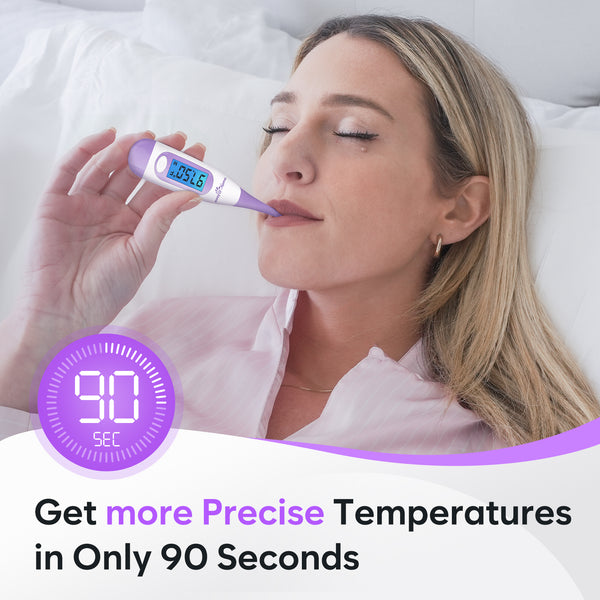 Easy@Home Digital Basal Thermometer with Large Backlight LCD Display, 1/100th Degree High Precision and Memory Recall, for Ovulation Tracking and Natural Family Planning,EBT-100B-P (Purple)