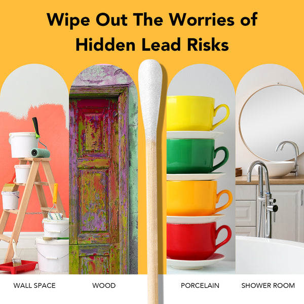 Easy@Home Lead Test Kit with Vinegar – 30 Rapid Testing Swabs with 30‑Second Colour‑Change Results. at Home Lead Test Kits Use for Paint, Toys, Dishes, Metals, Ceramic, Wood #EZLT-S:30(REAGENT-12ML)
