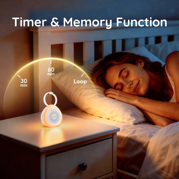 Easy@Home Portable White Noise Machine with 30 Relaxing Sounds, Automatic Timer, Child Lock, and Night Light | Ideal for Babies and Adults, White Noise Generator and Sounds for Sleep and Relaxation