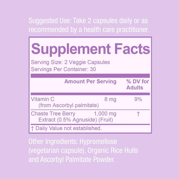 Premom Vitex, 1,000mg Per Serving, Vitex Chasteberry Supplement for Women, 2-in-1 with Fat Soluble Vitamin C, Hormone Balance, Fertility, Menstrual Cycle, & PMS Support*, Vegan, 60 Veggie Capsules