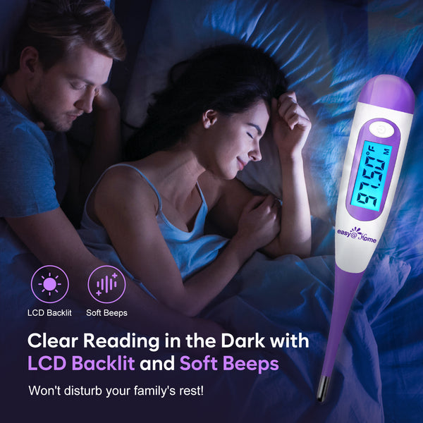 Easy@Home Digital Basal Thermometer with Large Backlight LCD Display, 1/100th Degree High Precision and Memory Recall, for Ovulation Tracking and Natural Family Planning,EBT-100B-P (Purple)