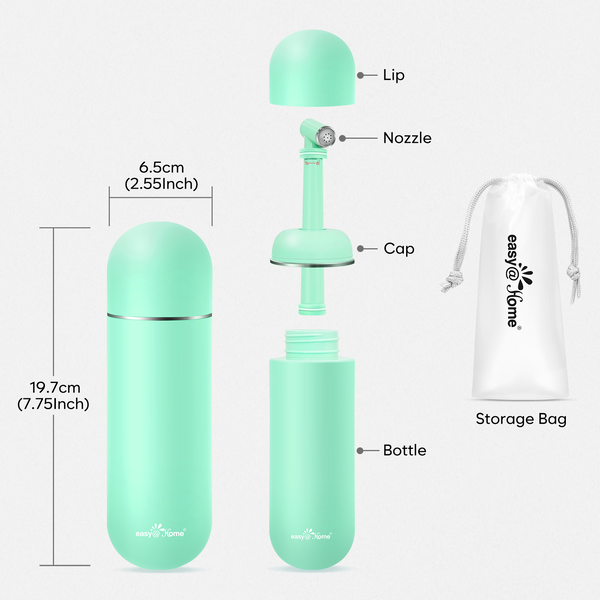 Easy@Home Portable Bidet for Travel: Peri Bottle for Postpartum Care - Handheld Sprayer for Women & Men | 380ml(12.8oz) Large Personal Hygiene Cleaning Bottle | BPA-free | EPB-01 Green