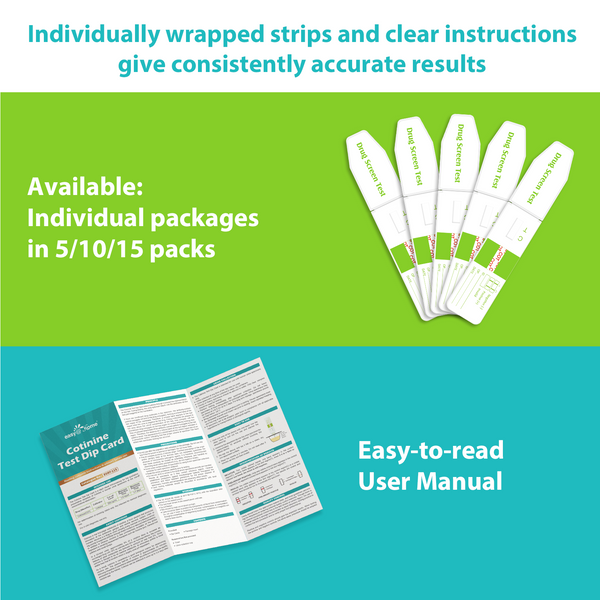 Easy@Home Nicotine Test Strips: Cotinine Urine Dip Testing Kit Card 5 Pack Highly Sensitive Detection Results in 5 Min - 200ng/mL Cutoff Level #ECOT-115