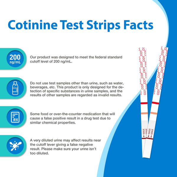 Areta Cotinine Test Strip: Nicotine Tests for Home Continine Urine Screen Test Kits Quick Result in 5 Minutes for Over The Counter Use -Detect 200ng/mL Cutoff Level - # ASCOT-114C (10 Pack)